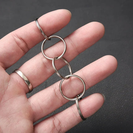 20/200pcs Stainless Steel Key Ring Key Chain 25mm Round Flat Round Split Keychain Polished Metal Blank Circle For DIY Findings