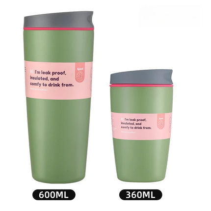 Simple Stainless Steel Vacuum Flasks Mug Insulated Coffee Cup Leakproof Lid Travel Silent Base Thermos Cups Thermal Water Bottle