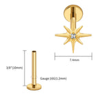 Gold 1.2x10x7.4mm / Earrings / Ears|Star