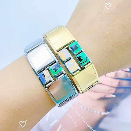 2025 Fashion Functional Elastic Bracelet Modular Bulk Italian Charms Links Fit Bracelet Stainless Steel Jewelry Wholesale