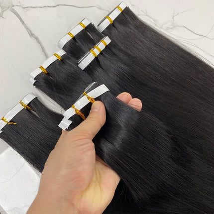 Invisible Genius Long Tape In Hair Extensions Double Weft One Piece Tape-In Real Human Hair Highlight Blonde Long Weft Wide Hair