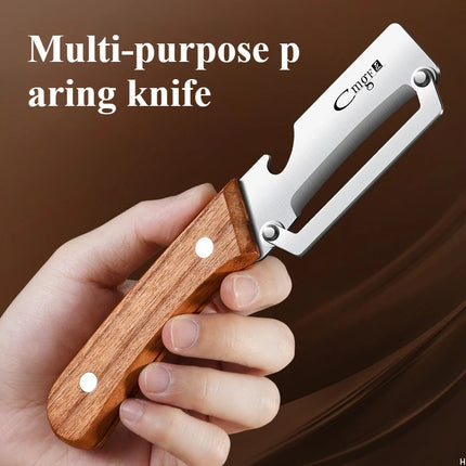 Stainless steel peeler with imitated wood handle for peeling and slicing fruits and vegetables | Durable and smooth operation