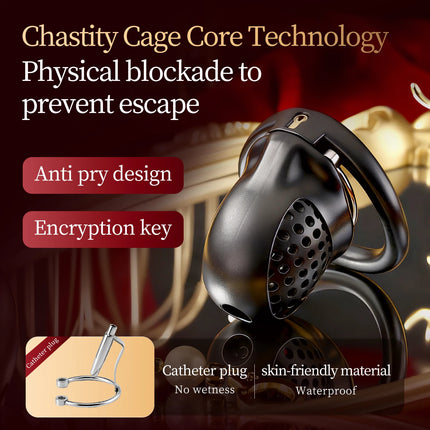 ABS Male Chastity Cage Lock Rings Penis Lock Catheter Plug BDSM Erotic Urethral Lock Bondage Adult Sex Toys Sexy Accessories Hot