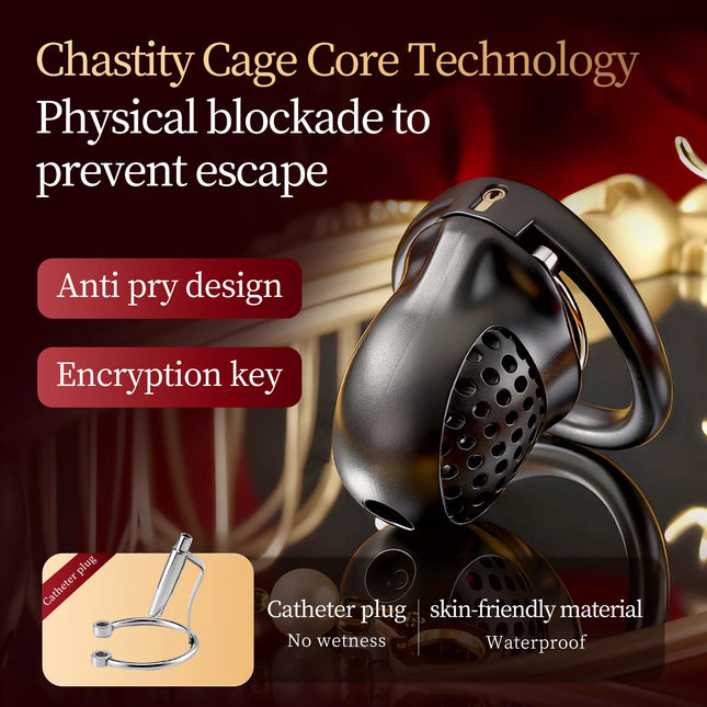 ABS Male Chastity Cage Lock Rings Penis Lock Catheter Plug BDSM Erotic Urethral Lock Bondage Adult Sex Toys Sexy Accessories Hot