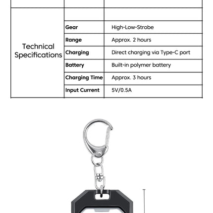 Portable Keychain Mini Flashlight USB C Rechargeable LED Emergency Charging Light Camping Walking Pocket Lamp With Bottle Opener