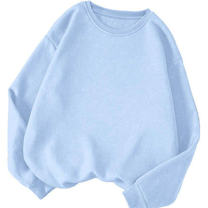 Trendy Light Blue Oversized Sweatshirt for Women Loose Casual Top