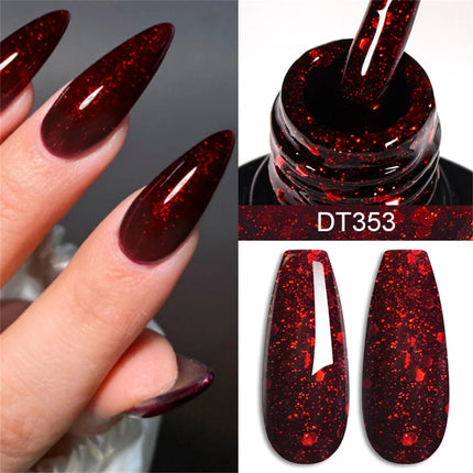 7pcs Glitter Gel Nail Polish Set Gold Silver Red Sparkling Sequins Soak Off UV Gel Varnish Nail Supplies Manicure DIY Art Design