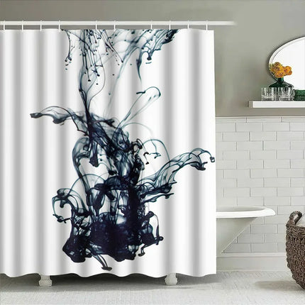 Black Ink Blush Shower Curtain Luxury White Bathtub Decor for Modern Bathroom