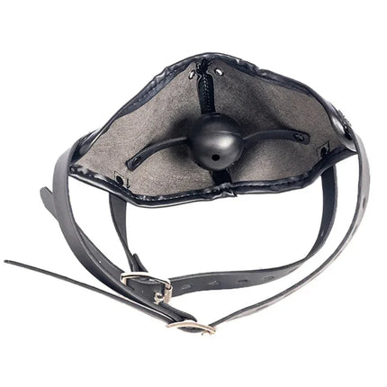 Adjustable Leather Mask with Mouth Gag Bdsm Bondage Slave Ball Mouth Plug Black Breathable Mask Training Sex Toy for Women Gay