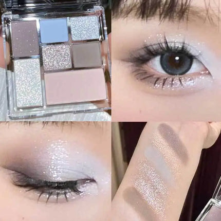 New 7 Color Eyeshadow Palette Pearly Matte Glitter Eyeshadow Makeuo Palette Shiny Eye Shadow Eye Pigments Purple Brown Cosmetics