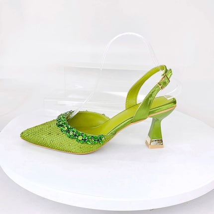 Insightlink Lady High Heels Crystals Shoes and Bag Set Rhinestone Handbag with Sandals for Wedding Gems Clutch Purse with Shoes