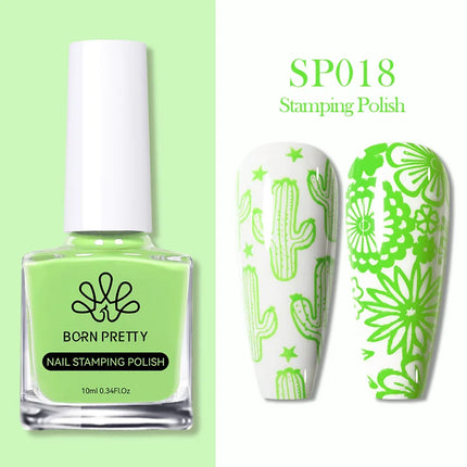 BORN PRETTY 10m Stamping Nail Polish White Black Gold Red Colorful Nail Art Printing Varnish DIY for Nail Plate Design Varnish