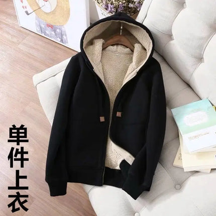 Winter Plush Thickened Suit New Korean Sports Suit Women's Loose Coat+Trousers Casual Thermal Two-piece Set 4XL 100KG