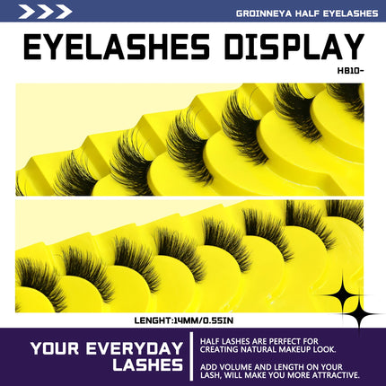 Veltrinay Half Lashes Natural Fake Lashes Wispy Cat Eye Lashes Clear Band Accent Short False Eyelashes Makeup