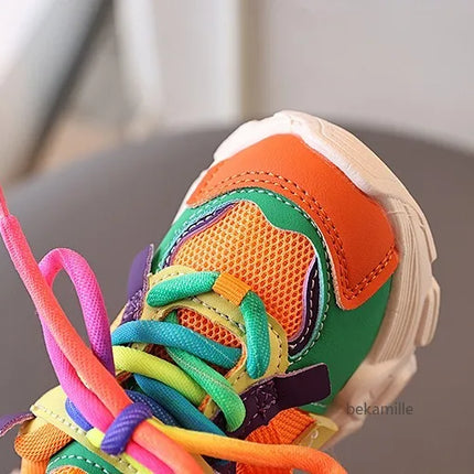 Girls & Boys Casual Sneakers Soft Sole Sports Shoes For Child Autumn colorful