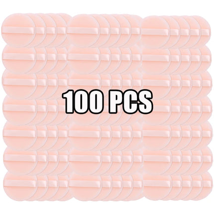 100PCS Round Shape Velvet Loose Powder Puff Plush Soft Washable Foundation Sponge Cosmetics Puff Professional Beauty Makeup Tool