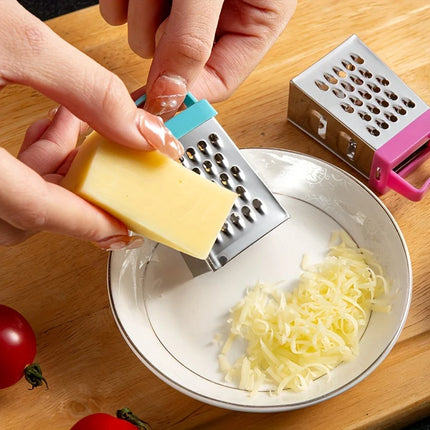 Mini Four-Sided Stainless Steel Grater, Small Household Cheese Grater, Multifunctional Ginger, Garlic, and Chocolate Grater, Kitchen Gadget