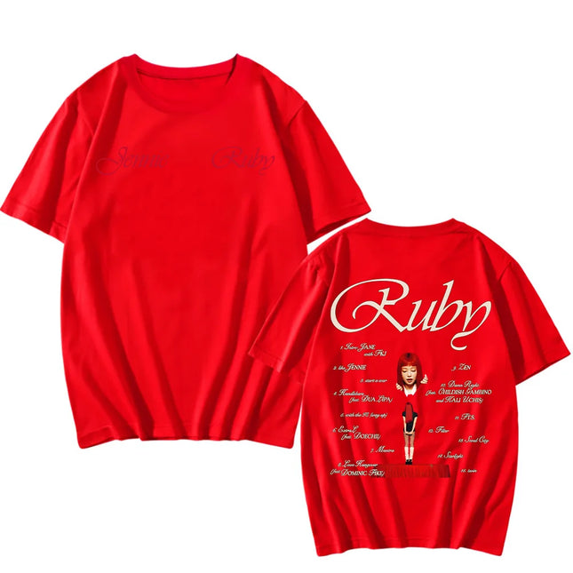 Jennie Ruby Album Printing T-Shirt Jennie Pretty Girl Mantra T-shirt Unisex Fan Gift Tee Women Cotton High Quality Soft Top