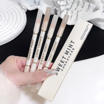 2-in-1 Apricot Pink Matte Under Eye Pencil Aegyo Sal Matte White Highlighter Lying Silkworm Pen Eye Makeup Easy To Use Eyeshadow
