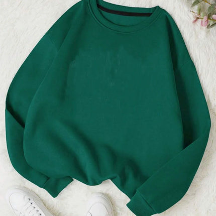 2026 Winter Womens Solid Hoodies Basic Warm Fleece Sweatshirt Soft Breathable O-Neck Pullover Casual Female Clothes