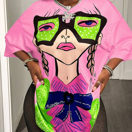 BamGleam Oversized T-shirt Loose Casual Hip-Hop Style Graphic Printed Women T-Shirt Summer Fashion Y2k Ladies Clothes Female Tee