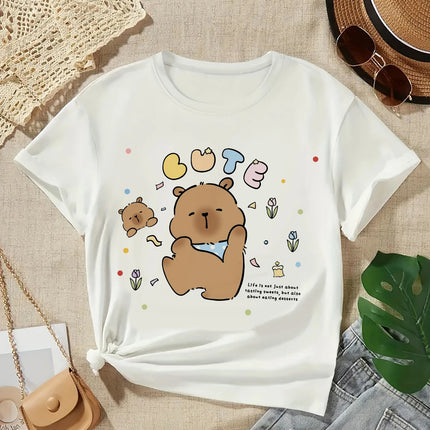 2025 Capybara T-Shirt Kids Children T-Shirt Capybara Cartoons Clothes Kid Girl Boy Capybaras T-Shirt Baby Casual Top Clothes