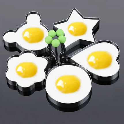 1/5PCS Stainless Steel Round/Heart/Flower/Five-Pointed Star And Mouse Shaped Egg Baking Mold Ring Cooking Tools Kitchen Utensil