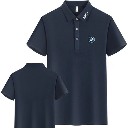 BMW T-Shirt Solid Color Lapel Short-Sleeved Polo Shirt Pure Cotton High-End Fashion Trend Unisex Classic Logo Harajuku Summer