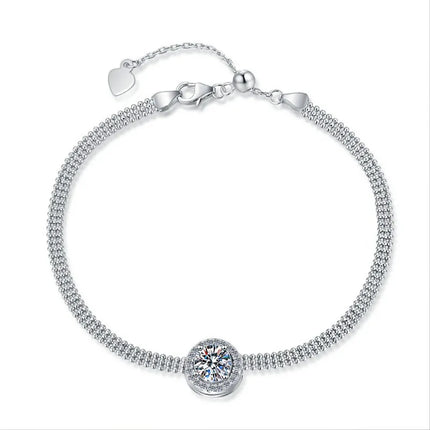 2 Carat Moissanite PT950 Platinum Women's Sliding Bracelet Adjustable Design Sparkling Daily Gift Jewelry