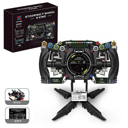 Mechanical Steering Wheel Building Blocks Set Formula Racing Sports Ca Desktop Ornament DIY Toy Holiday Gift Creative Home Decor