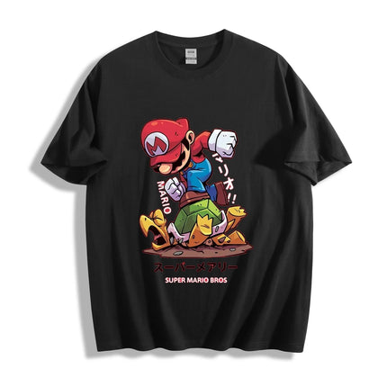 2026 New Super Mario and Koopa Troopa Funny Graphics Unisex Cotton Shirt,There Are Children Size, Summer Men's Fashion T-shirt