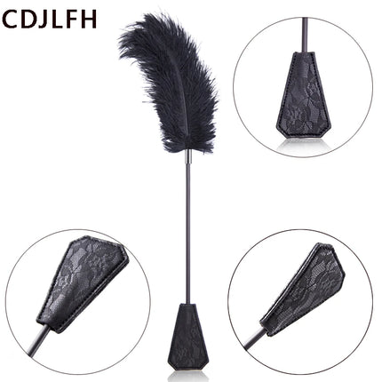 SM Bondage Double-end Feather Leather Whip Couple Riding Spanking Flirt Flogger SexToys Women Nipple Clit Stimulator Adult Games