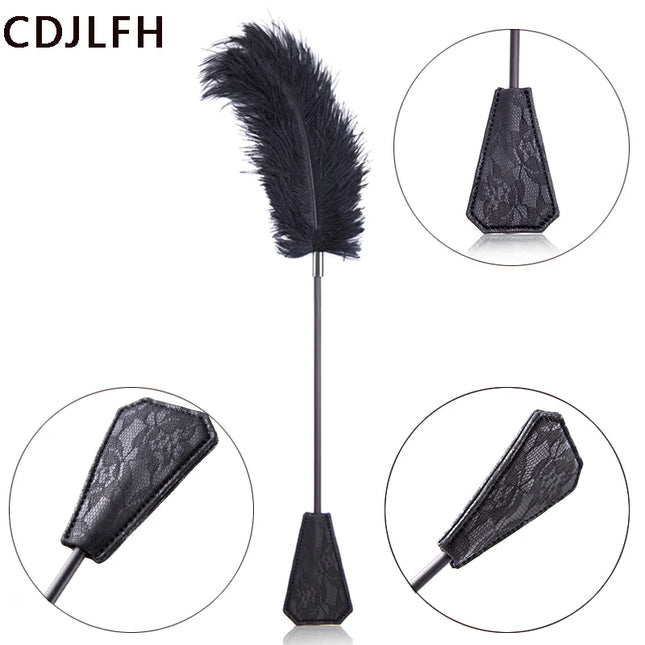 BDSM Bondage Double-Ended Feather Leather Whip Couple Riding Spanking Flirt Flogger Sex Toys Women Nipple Clit Stimulator Adult Games