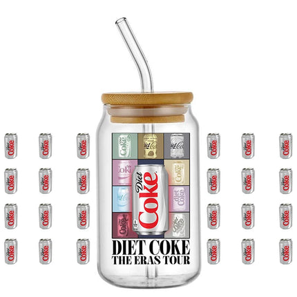 New Design Diet Coke 3D Decal UV DTF Cup Wraps for 16oz Glasses DIY Mug Phone Waterproof Transfer Sticker