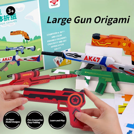 10/36 Sheets 3D Origami DIY Paper Airplane Handgun Educational STEM Toys Craft Kit Enhance Spatial Thinking Gifts