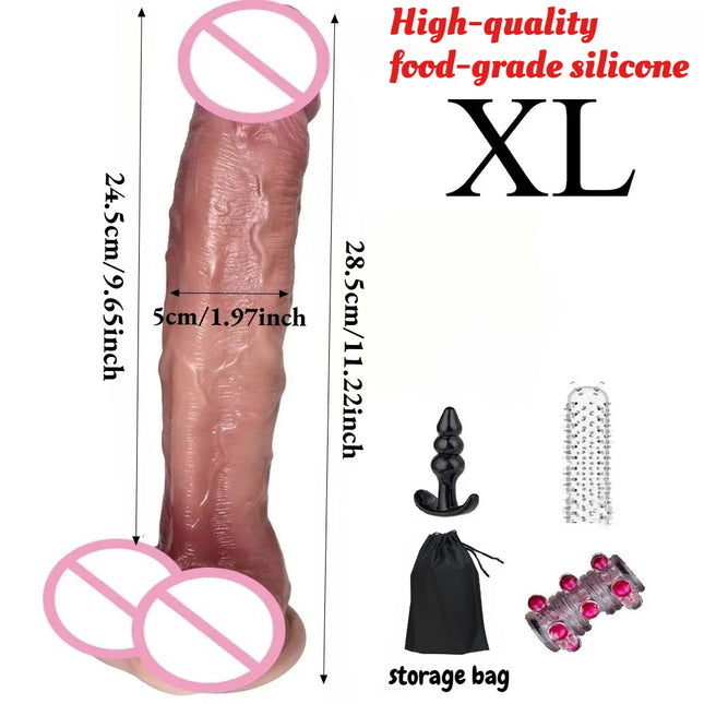 Realistic Curved Simulation Dildo, Thick with Strong Suction Cup, Realistic G-Spot, Hands-Free, Soft, Suitable for Men and Women Couples