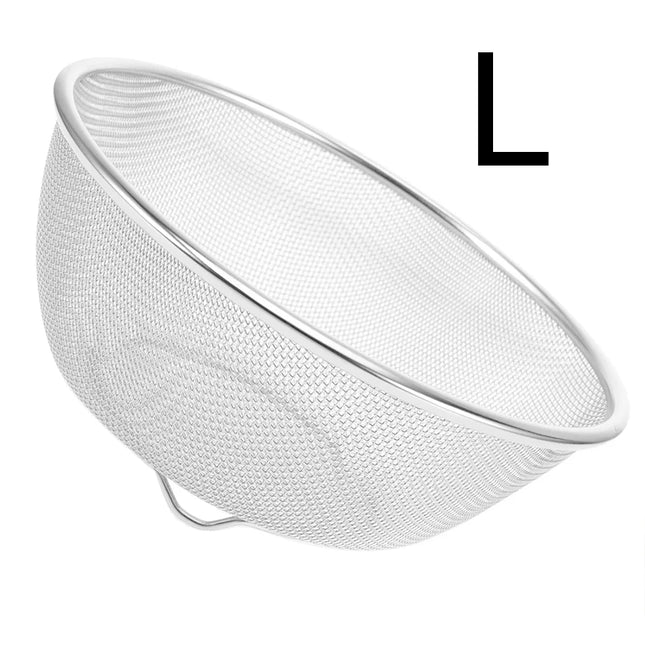 Stainless Steel Colander Strainer Basket Rice Vegetable  Fruits Clean Fine Sieve Drain Basket Kitchen Perforated Mesh Colander