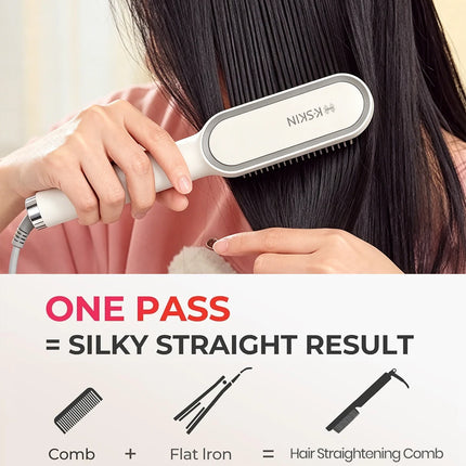 KSKIN 2 In 1 Hair Straightener Brush Multifunctional Professional Hair Straightening Comb Anti-Scald Quick Heating Hair Styling