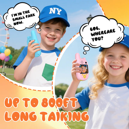 2PCS Beginner Kids Mini Walkie Talkie Rechargeable 1500mAh Handheld 3km Radio Transceiver Interphone Child Halloweens Toys Gifts