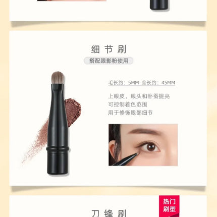 6pcs Portable Mini Makeup Brush Set with Detachable Travel Contour Concealer Brush,Eyeshadow Brush and Double-ended Makeup Brush