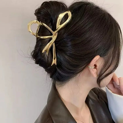 2024 New Vintage Ribbon Bow Hair Claws Exquisite Metal Hair Clip Clasp Hairpins For Women Hair Accessories Barrettes Shark Clips