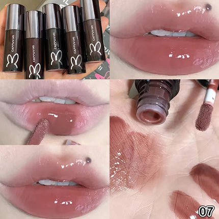 Cappuvini Water Glazed Mirror Lip Gloss Makeup Long Lasting Color Liquid Lipstick Crystal Jelly Moisturizing Lip Glaze Cosmetics