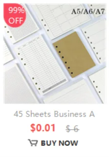 45 Sheets Business A5 A6 Loose Leaf Notebook Refill Spiral Binder Index Inside Page Monthly Weekly To Do List Paper Stationery