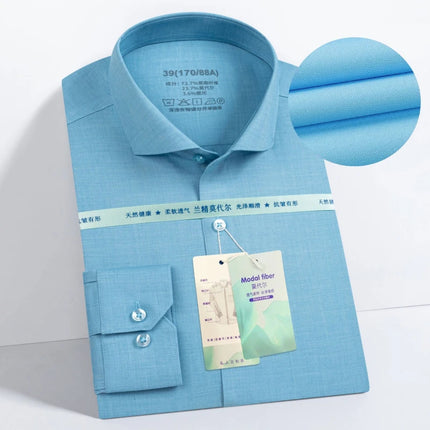 5XL Modal Polyester Fiber White Shirt Men's Long-Sleeved Casual Business Shirt Plus Size Big and Tall Easy Care