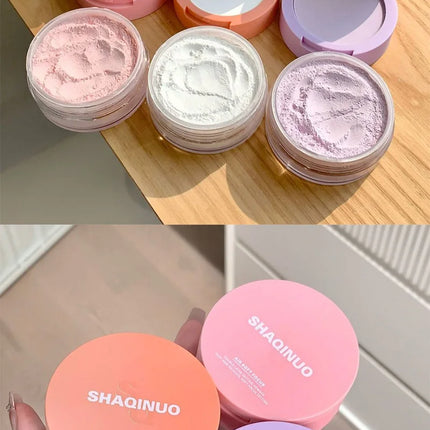 SHAQINUO Dual-Effect Translucent Powder Compact-Pencil+Loose Powder,Instant Skin Smoothing,Brightens&Controls Oil Without Caking