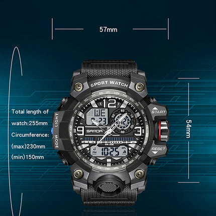 SANDA G style New Men's Watch 50M Waterproof Sports Military Quartz Watch For Male Electron Digital Wristwatch Reloj De Hombre