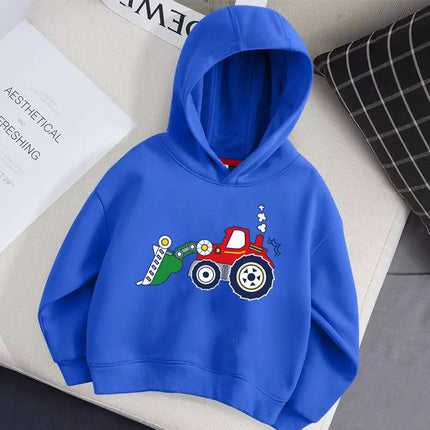 Aimi Lakana Baby Boys Excavator Coat Autumn Long Sleeve Pullover Cartoon Casual Hoodie Kids New Sweater