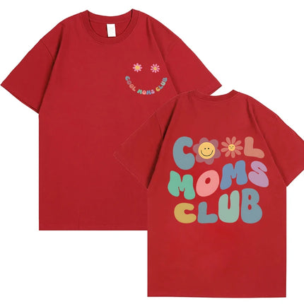 Cool Moms Club T Shirt for Women Summer Short Sleeve Tees Fashion Print Graphic Y2k Tops Mama Birthday Clothing Gift Outfit