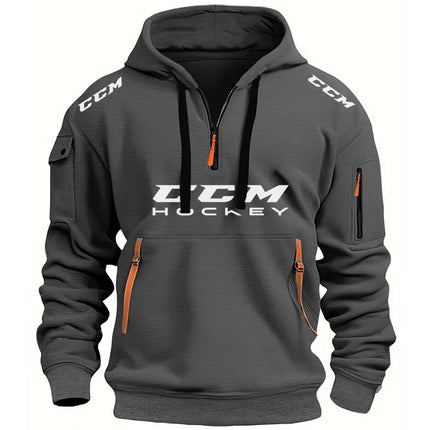 New Multi Pocket Zipper Fleece HOCKEY Sprots Hooded Casual Shirt for Men and Women Plus Size Loose Pullover Fashion Sweatshirt
