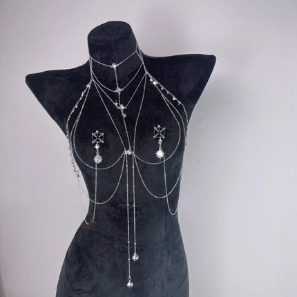 2026 Body Chain with Nipple Clamps Collar All-in-One BDSM Training Set Paired with Waist Chain Unisex Sexy Accessories Sex Toys